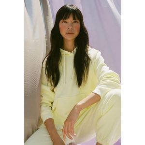 LACAUSA Lou Cotton Blend Sweatershit Hoodie Yellow Buttemilk Sz small